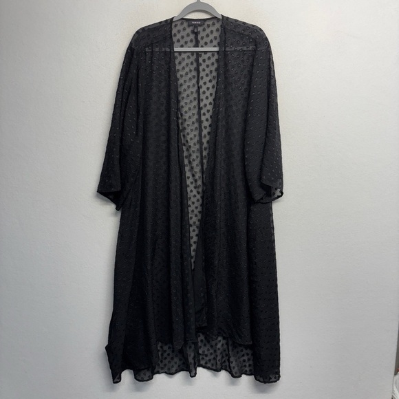 Torrid Black Sheer Heart Swiss Dot Kimono Robe Cardigan 3 Duster - Picture 1 of 7